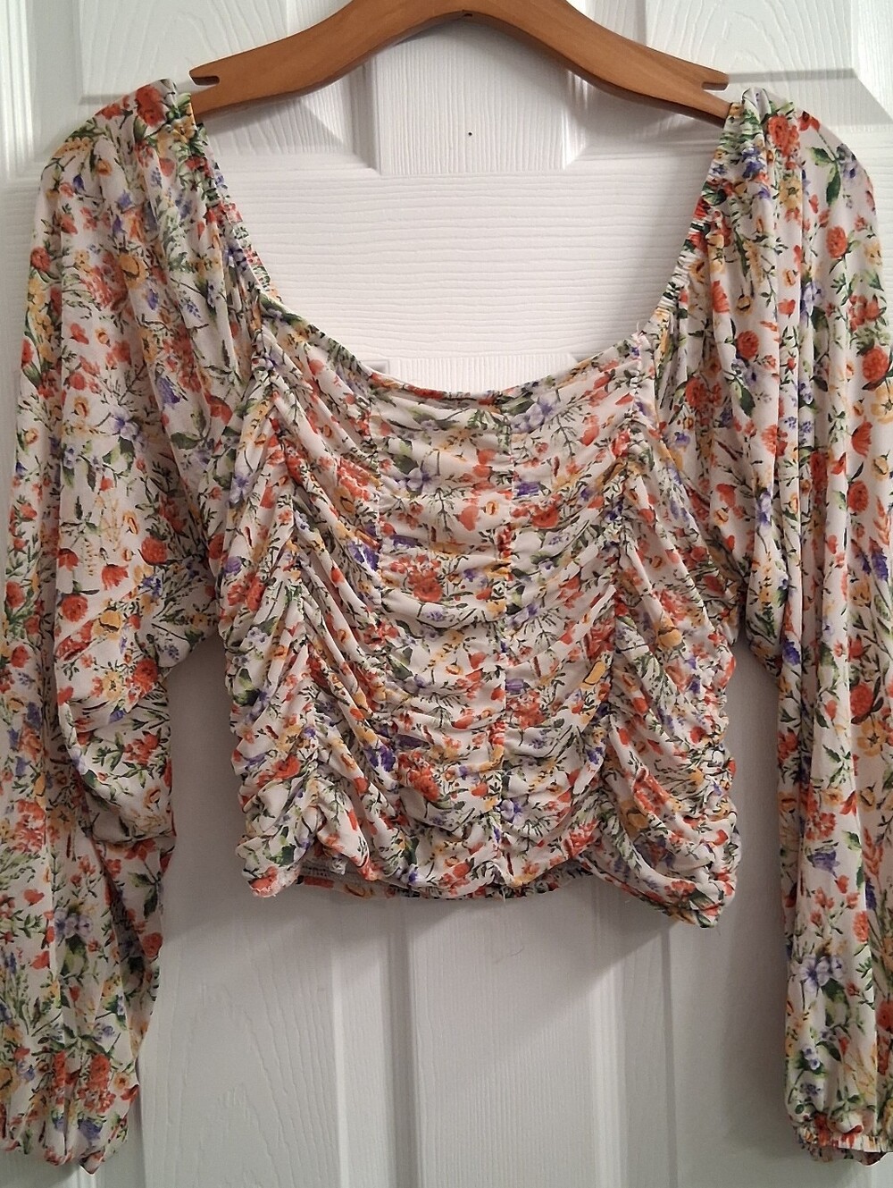 Almost Famous Mesh Floral Blouse Juniors Large